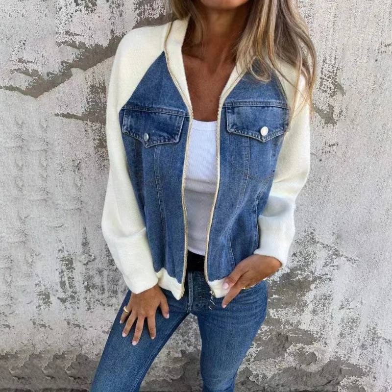 Sewing Jackets - CPSYMYM automne hiver nouveau Denim Patchwork
