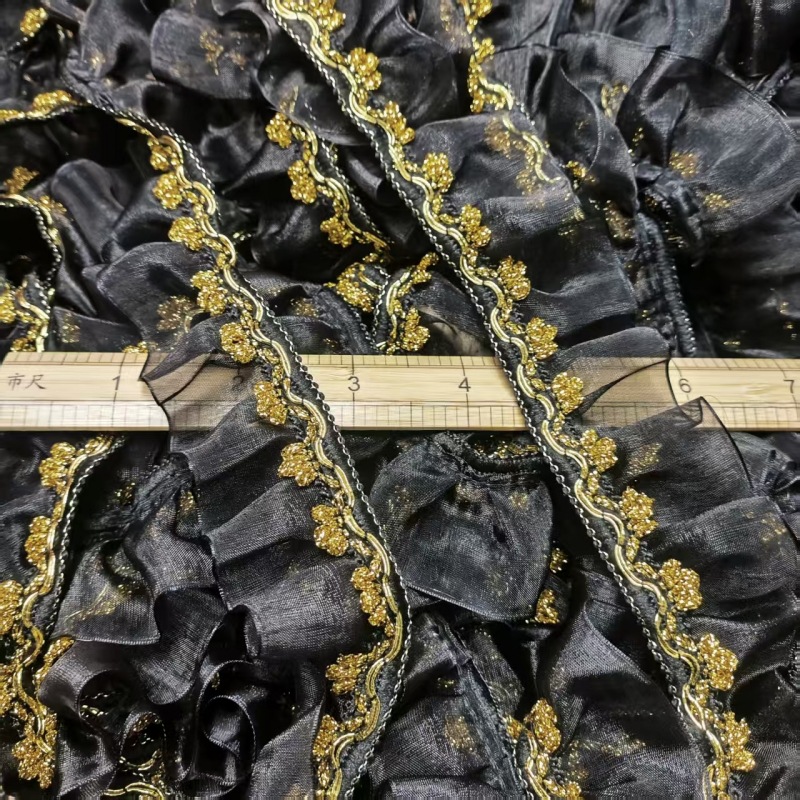 Textile Sewing Factory - 3Yards5cm dentelle plissée polyvalente noir et