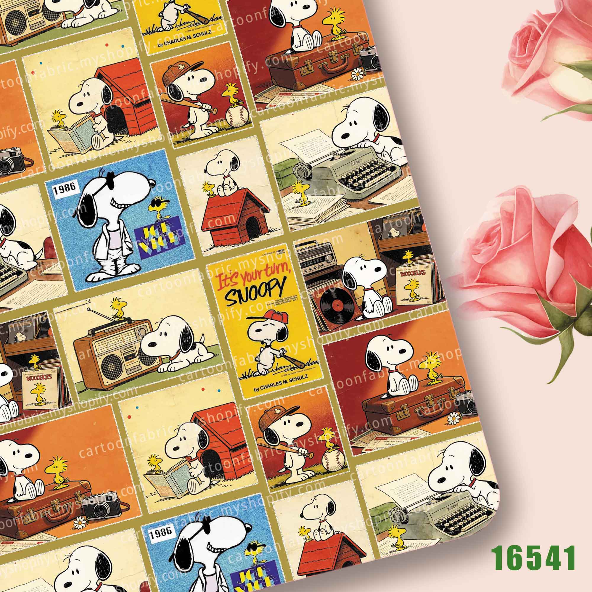 Sewing Production - Tissu imprimé de dessin animé Snoopy
