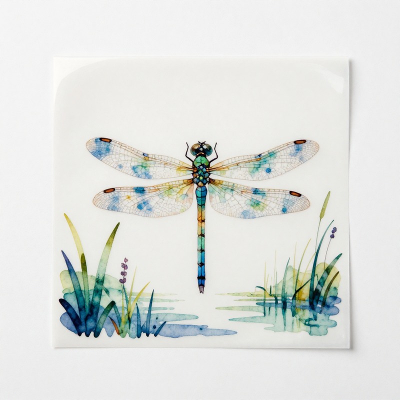 Iron On Patch - Vinyle thermocollant HTV motif libellule aquarelle,